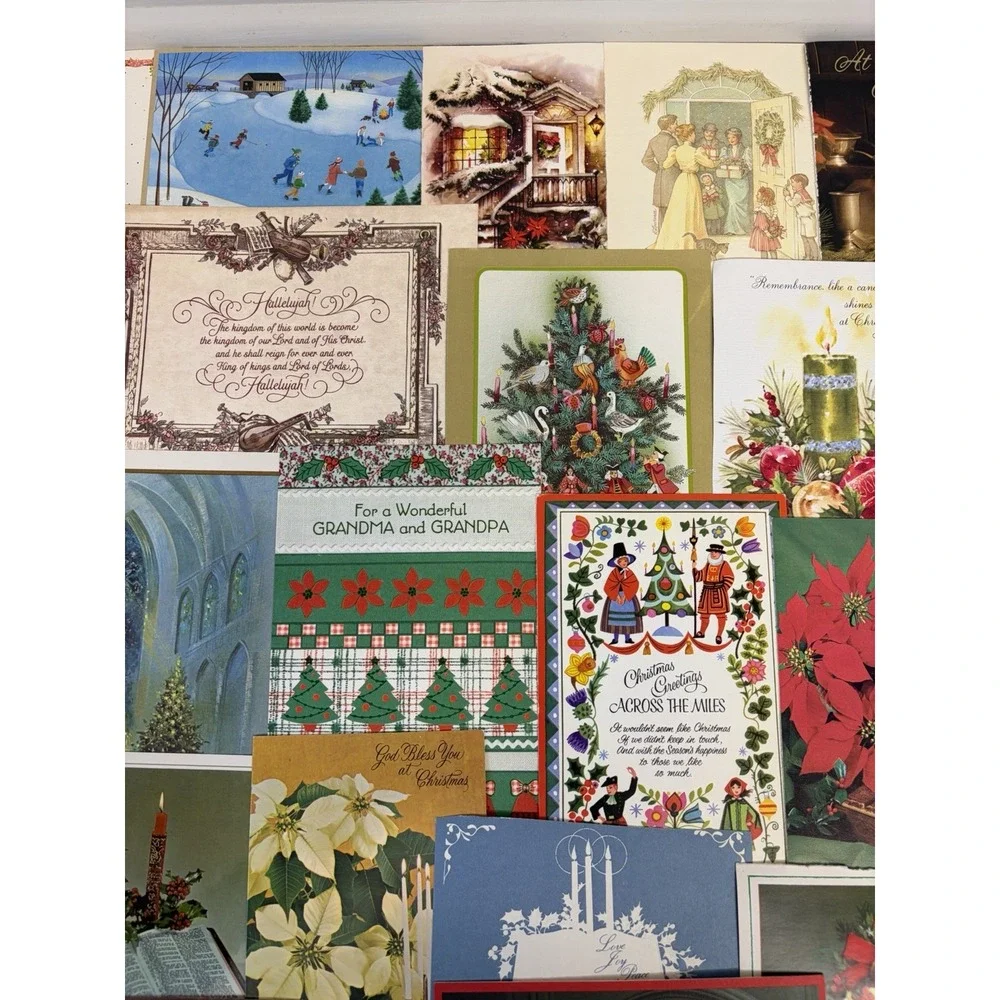 Vintage Christmas Cards Fronts ONLY Traditional Scrapbooking Decoupage Lot 50+